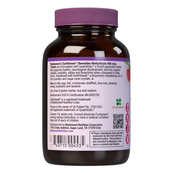EARTHSWEET CHEWABLES CELLULAR ACTIVE METHYLFOLATE 400 mcg