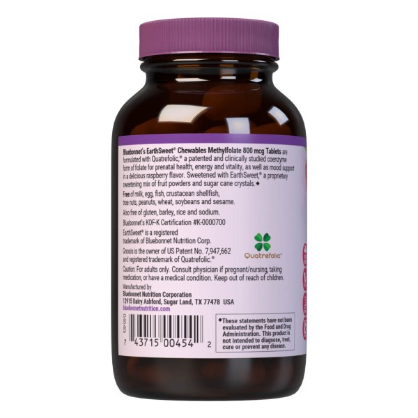 EARTHSWEET CHEWABLES CELLULAR ACTIVE METHYLFOLATE 800 mcg