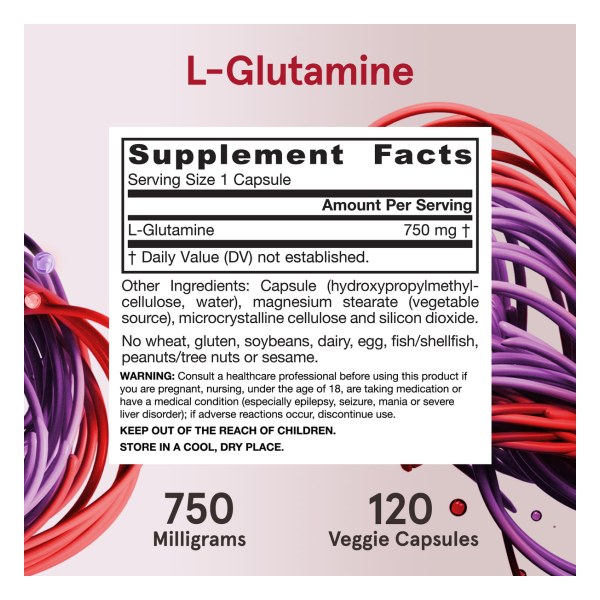 L-Glutamine - 750mg Veggie Capsules